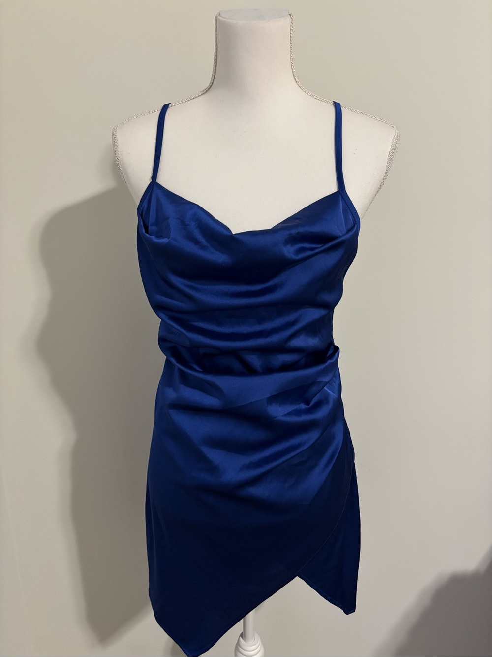 SHEIN Royal Blue Satin Cowl Slip Dress